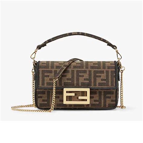 fendi double f mini baguette bag|mini baguette brown fabric bag.